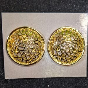 AVON Vintage. Open Dome Pierced Earrings, Goldtone, NOS